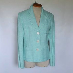 MICHAEL KORS Light Cyan Silk Rayon Blend Blazer
